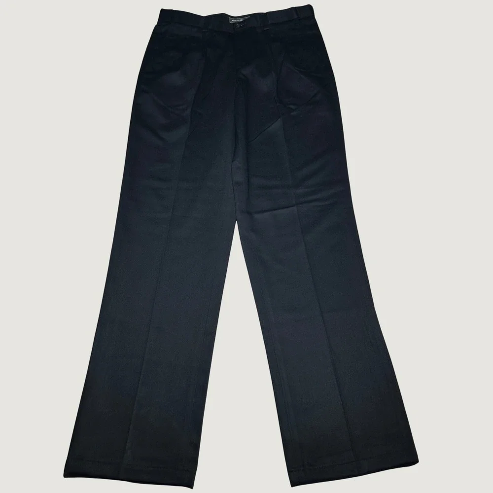 NEW Eddie Bauer Pleated Relaxed Chino Pants Mens 34x37 Wrinkle Free Black Casual